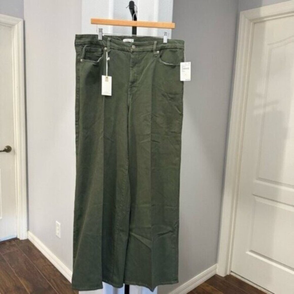 Good American Women's Size 18 Green Good Waist‎ Palazzo Wide Leg Pant Jeans - Picture 2 of 11